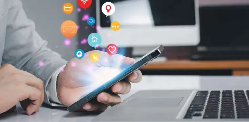 Conceito de marketing nas redes sociais para marketing com aplicações